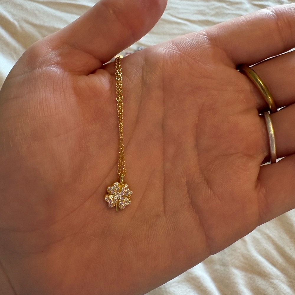 BaubleBar DEMI FINE Gold Clover Pendant Necklace